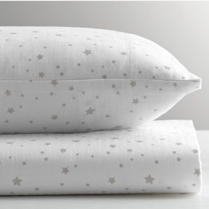 RH Star Print Fitted Crib Sheet - Grey